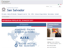 Tablet Screenshot of ambsansalvador.esteri.it
